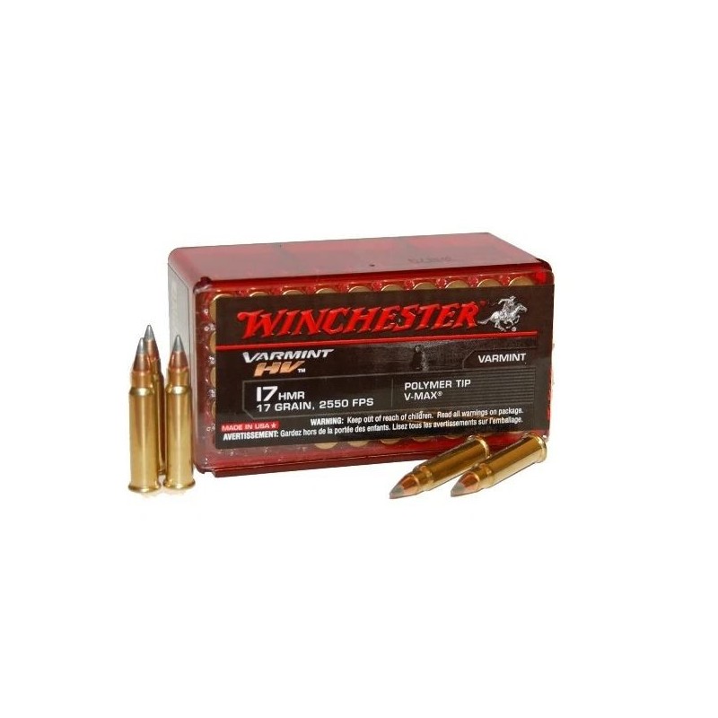 Cartouches 17 HMR WINCHESTER VARMINT HV, 17gr, POLYMER TIP (Boite de 50)