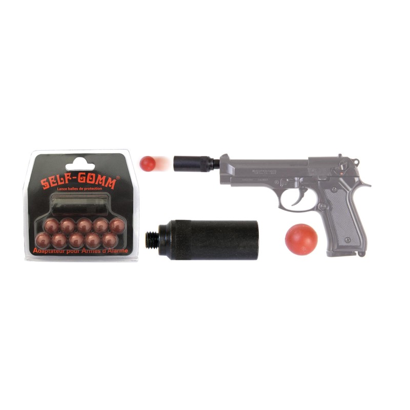 ADAPTATEUR POUR ARMES D'ALARME + 10 PROJECTILES SELF GOMM