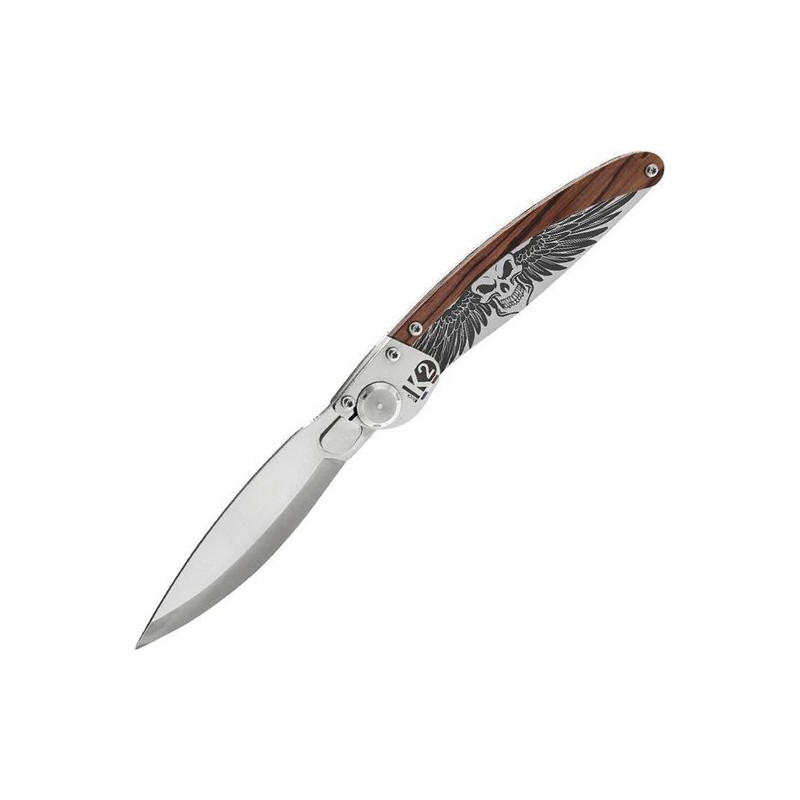 COUTEAU K2 BOIS DE VIOLETTE DÉCOR AILES DE LA MORT