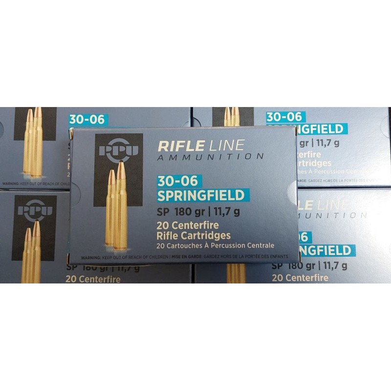 Cartouches PPU Calibre 30-06 SPRINGFIELD SP 180grs - Boite de 20 unités