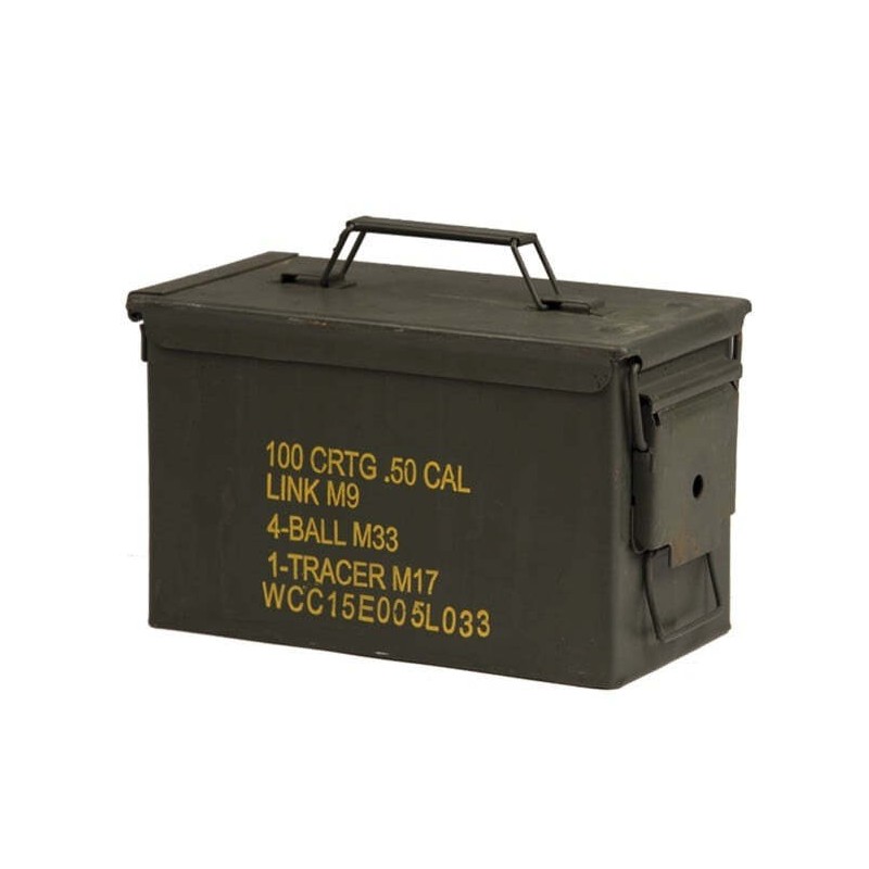 Boite Munitions métal US Armée Cal. 50/5.56 28x18x14cm