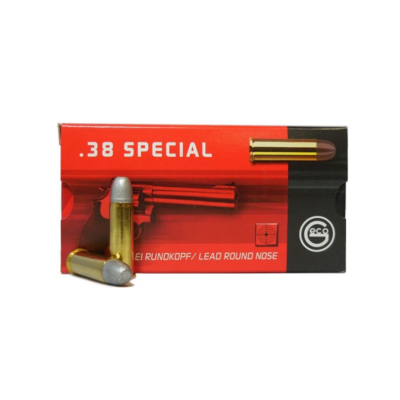 Cartouches GECO Calibre 38 SPECIAL Lead Round Nose 158grs - Boite de 50 unités