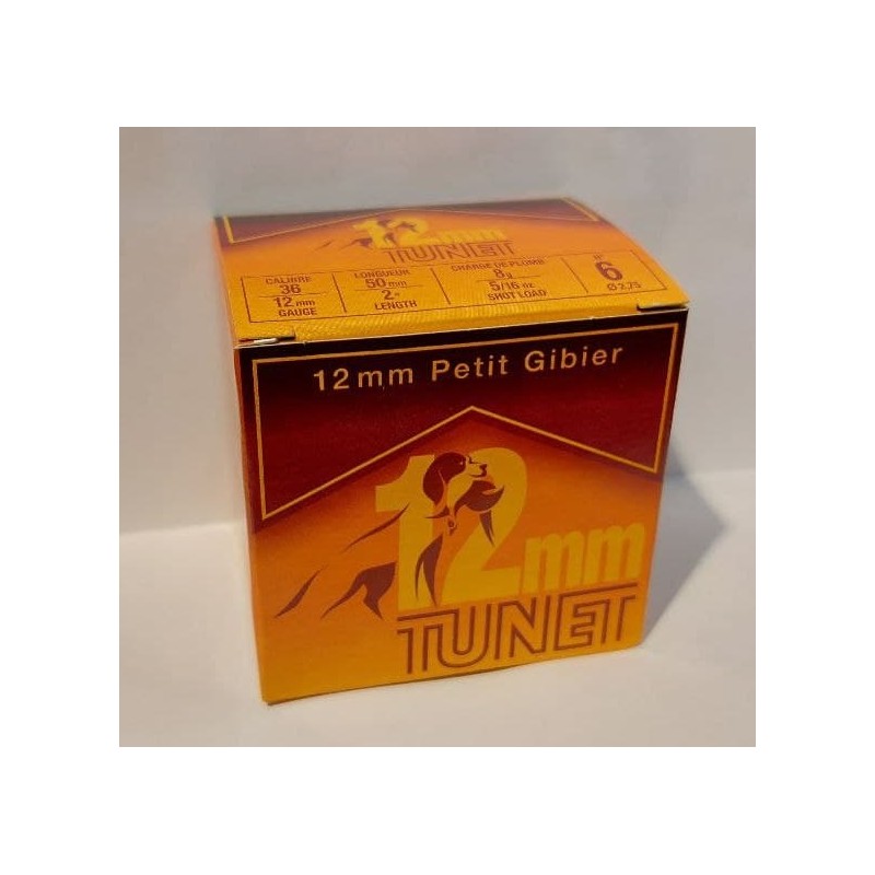 Cartouches TUNET 12 mm Petit Gibier n°6 - boite de 25