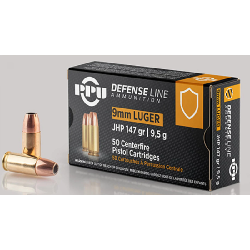 PPU Cartouches 9mm luger JHP 147grs - Boite de 50 unités