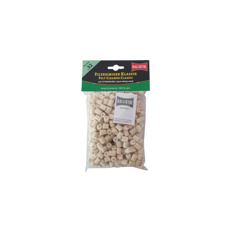 Tampon de nettoyage BALLISTOL Feutre Classique Cal. 32 - 300 Pcs