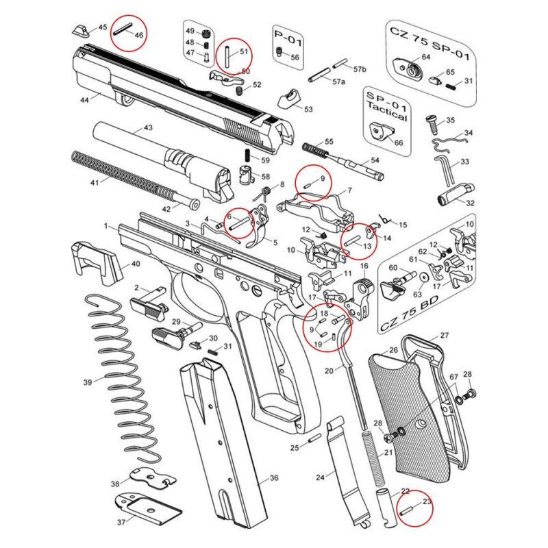 EEMANN TECH PINS SET (Ensemble de broches) POUR CZ ET-130062