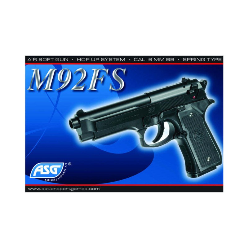REPLIQUE PISTOLET ASG M92FS NOIR RESSORT LOURD 