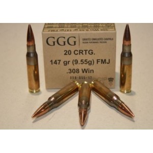 CARTOUCHES GGG 308 win 147grs FMJ Boite 20 unités
