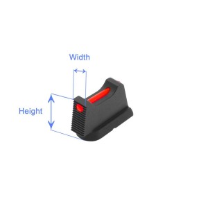 EEMANN TECH FRONT SIGHT (guidon) POUR CZ 75, CZ SHADOW 2,  AVEC FIBRE OPTIQUE DE 1MM  -  Hauteur 7,5 mm Largeur 3mm  ET-130221