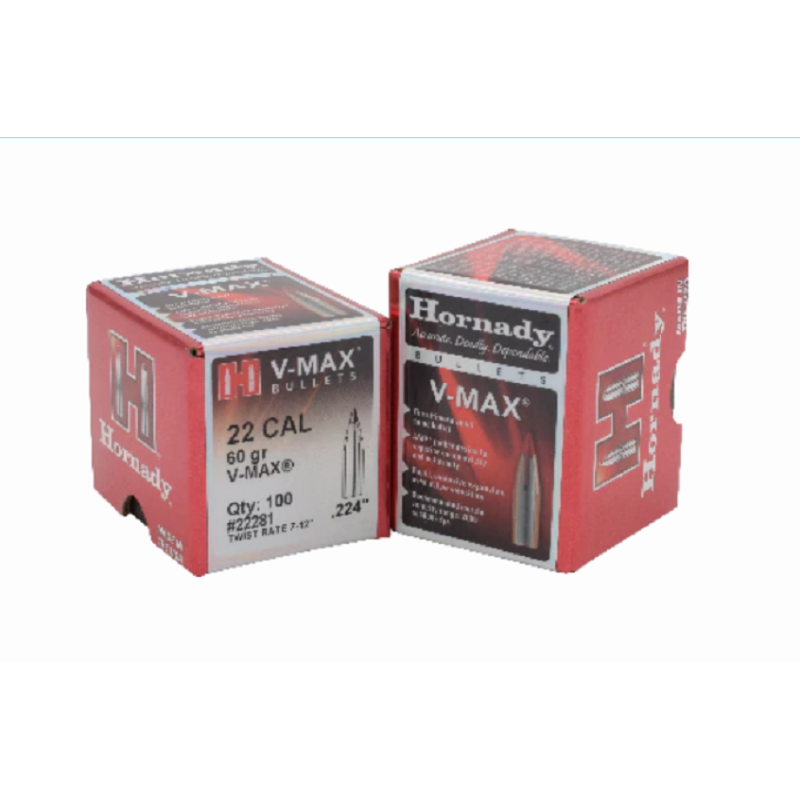 Ogives HORNADY Cal. 22 .224 60grs V-MAX 22281 - Boite de 100 unités