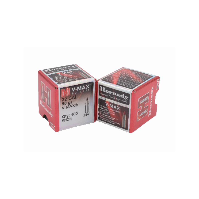 Ogives HORNADY Cal. 22 .224 50grs V-MAX 22261 - Boite de 100 unités