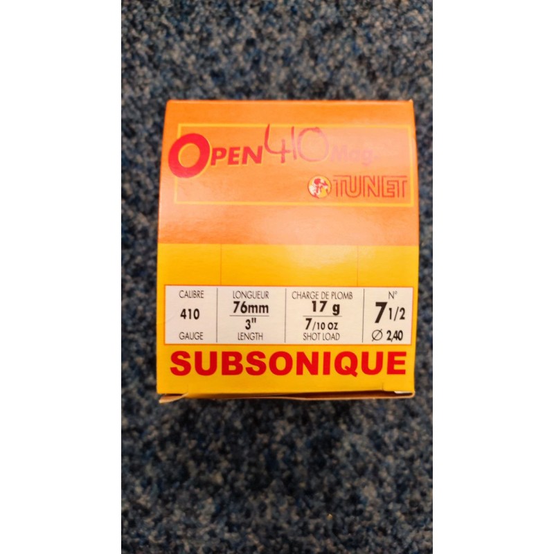 open 410 subsonique 17g numéro pb 7,5 boite de 25