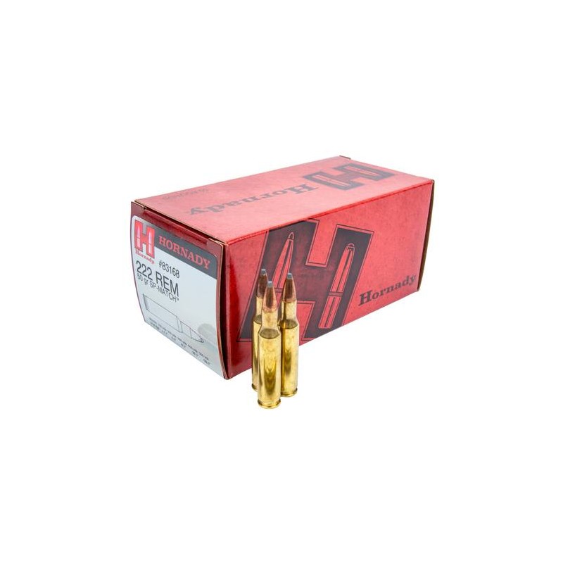 Cartouches HORNADY Calibre 222 MATCH SP 50grs - Boite de 50 unités