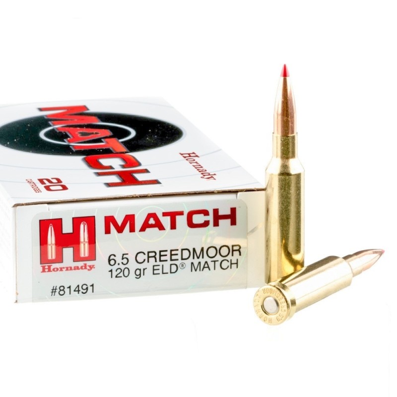 Cartouches HORNADY Calibre 6,5 CREEDMOOR 120grs ELD MATCH
