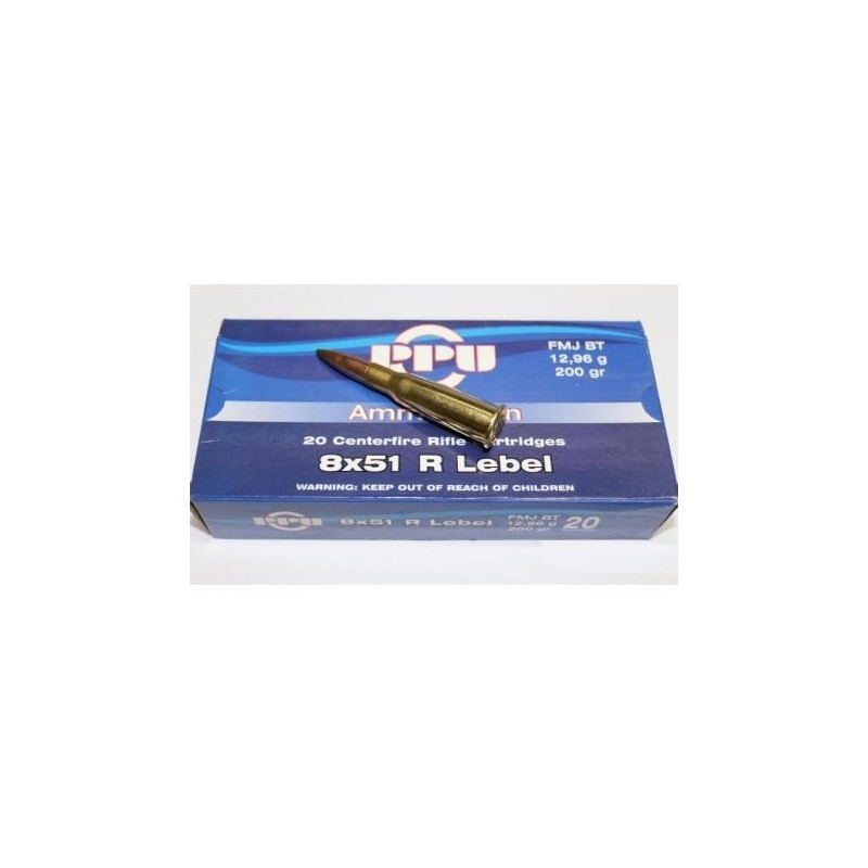 Cartouches PPU Calibre 8x51R LEBEL FMJBT 200grs - Boite de 20 unités