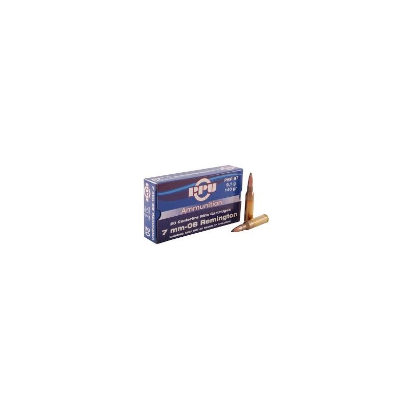 Cartouches PPU Calibre 7mm08 REMINGTON PSPBT 140grs - Boite de 20 unités