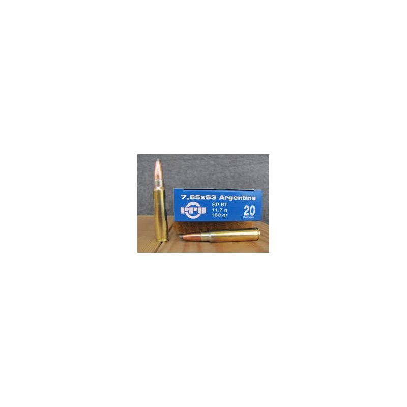 Cartouches PPU Calibre 7,65x53 ARGENTINE SPBT 180grs - Boite de 20 unités