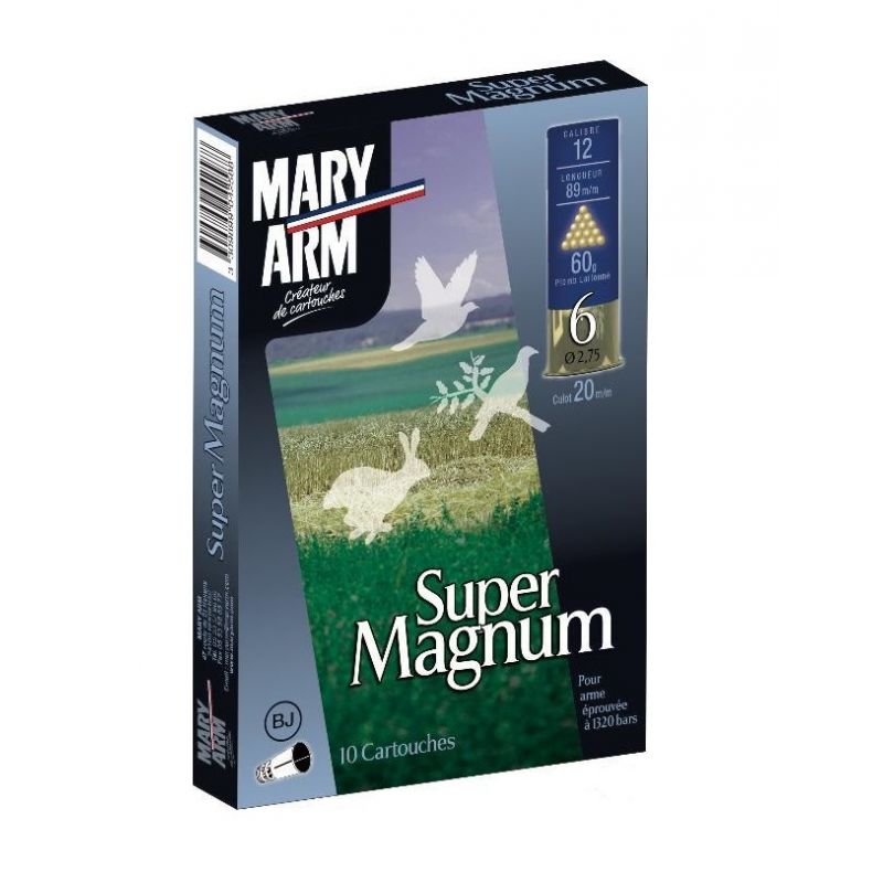 Cartouches MARY ARM SUPER MAGNUM - Cal 12/89 60gr BJ N°6 X10