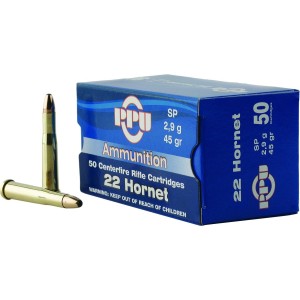 Cartouches PPU Calibre 22 HORNET SP 45grs - Boite de 50 unités