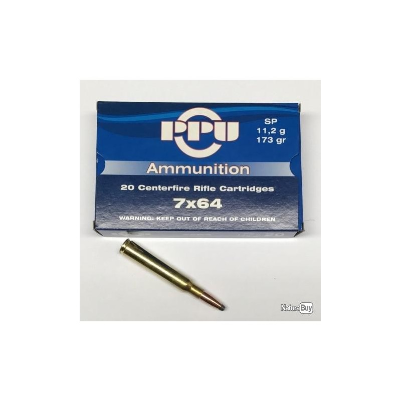 Cartouches PPU 7x64 SP 173grs - Boite de 20 unités