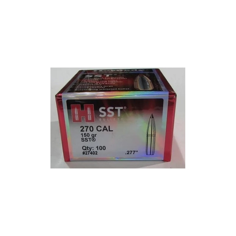 BOITE DE 100 OGIVES HORNADY 270 .277 150GR SST 27402