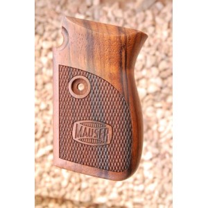 PLAQUETTE BOIS POUR PISTOLET MAUSER 1914 GRIPS A DAMIERS + LOGO MAUSER