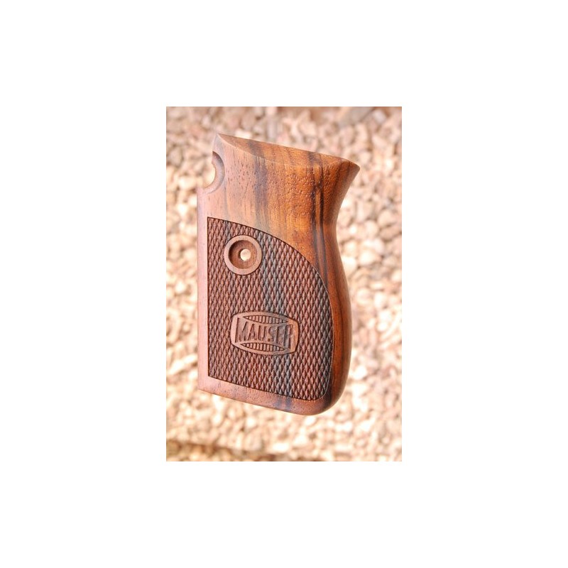 PLAQUETTE BOIS POUR PISTOLET MAUSER 1914 GRIPS A DAMIERS + LOGO MAUSER