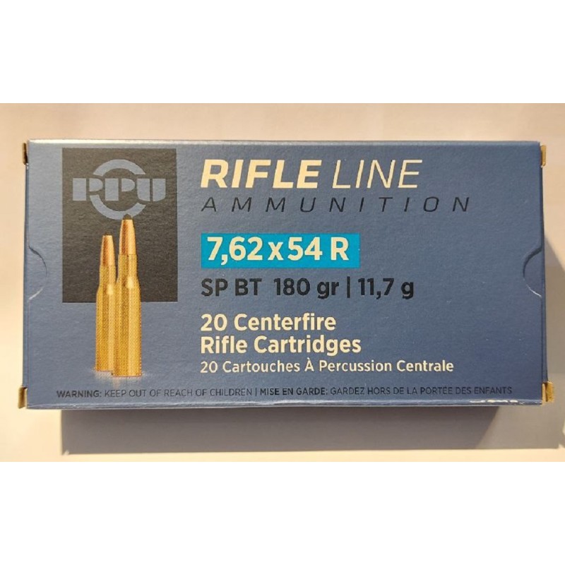 Cartouches PPU Calibre 7,62X54R SPBT180grs - Boite de 20 unités
