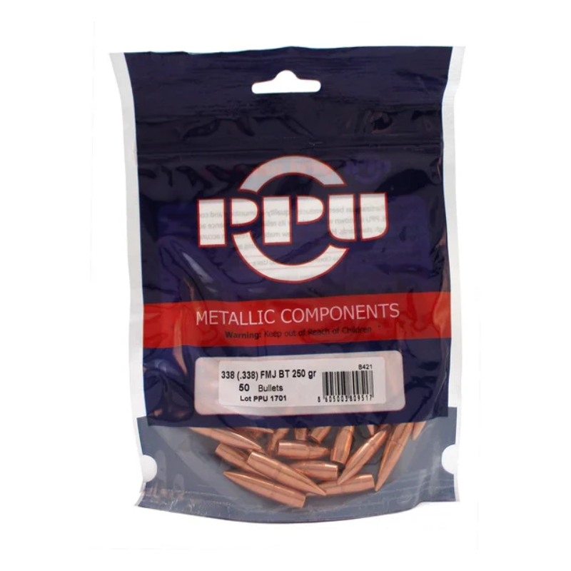 Ogives PPU Cal. .338 250grs FMJBT - sachet de 50 unités