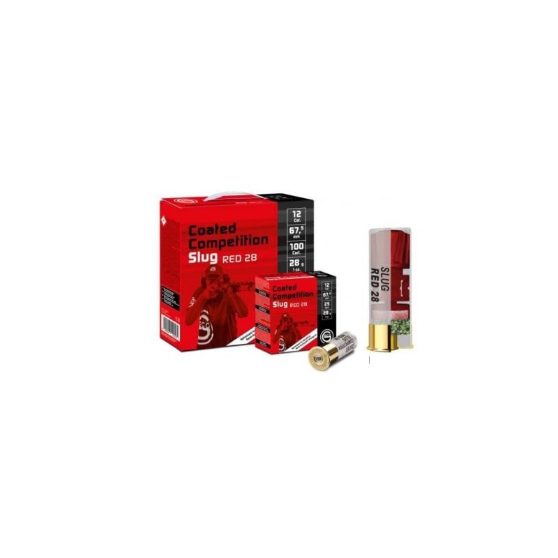GECO COATED COMPETITION SLUG  RED 28 12/67 28g - 100 Cartouches
