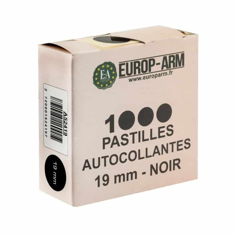 1000 pastilles autocollantes 19mm NOIR