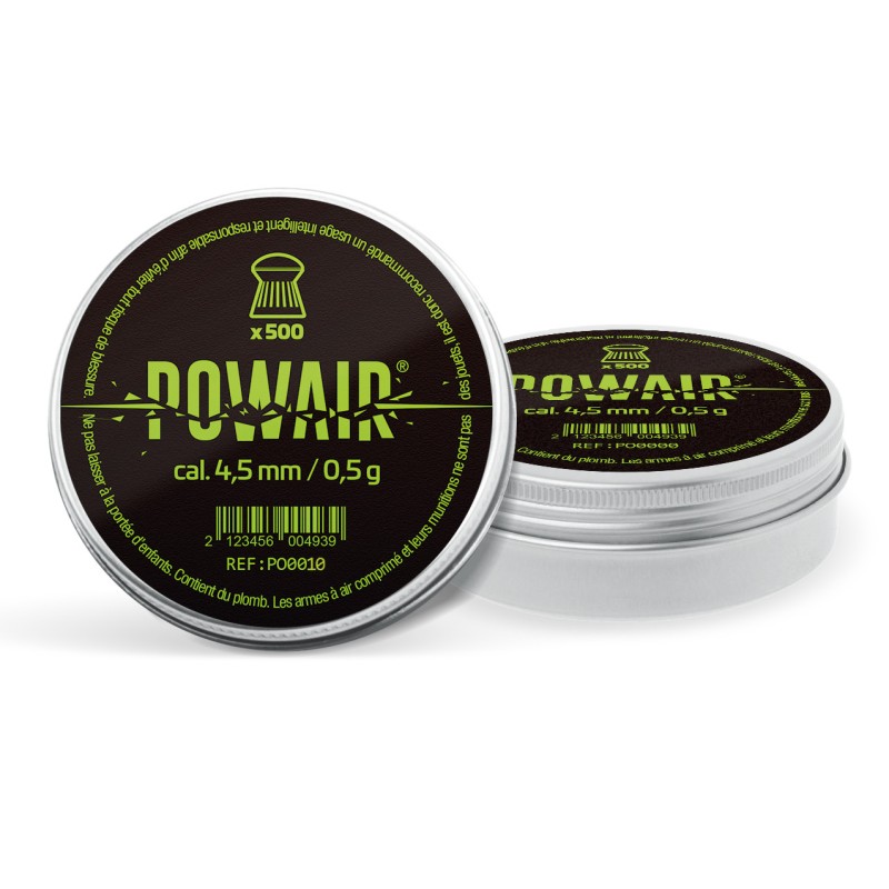 PLOMBS DIABOLO TETE RONDE - POWAIR H&N - cal: 4.5mm - BOITE DE 500