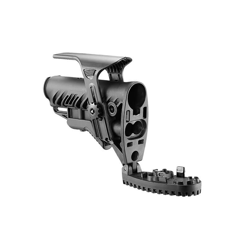 CROSSE TACTIQUE NOIRE POUR M4/M16/AR15 AVEC APPUIE JOUE ET COMPARTIMENT A PILE