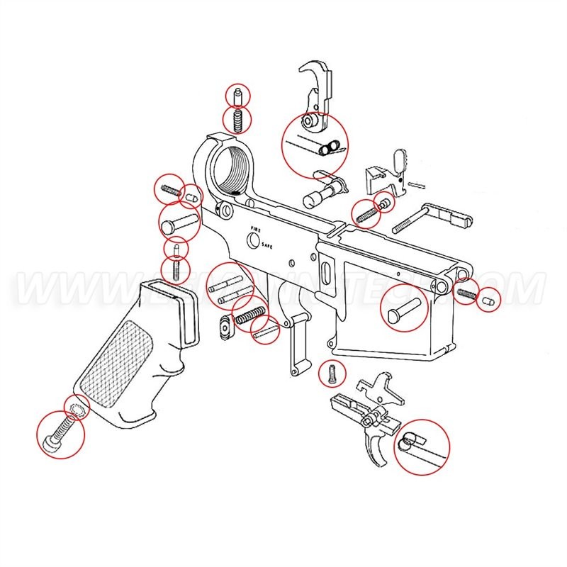 EEMANN TECH / LOWER SMALL PARTS SET - AR15 / REF ET-180005