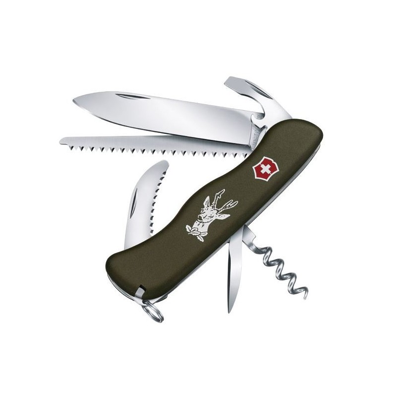COUTEAU VICTORINOX HUNTER VERT MOTIF CHEVREUIL
