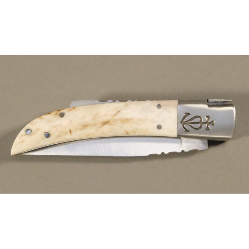 COUTEAU RÉGIONAL PLIANT LE CAMARGUAIS N°12 TRIDENT SOUDÉ- 10,5 CM BOIS DE CERF