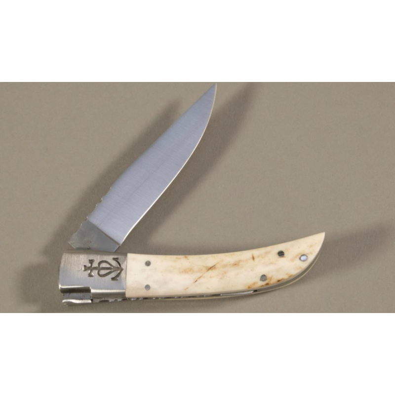 COUTEAU RÉGIONAL PLIANT LE CAMARGUAIS N°12 TRIDENT SOUDÉ- 10,5 CM BOIS DE CERF