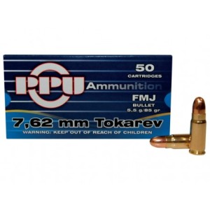 Cartouches 7,62x25 TOKAREV PPU PRVI PARTIZAN- Boite de 50 unités
