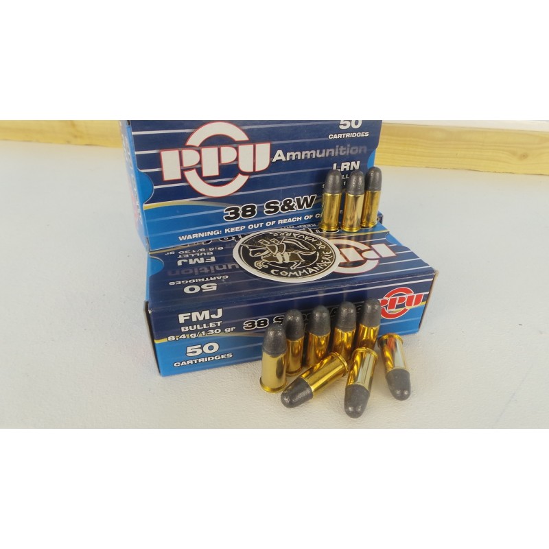 Cartouches 38 S&W 145gr LRN - PPU PRVI PARTIZAN - boite de 50 unités