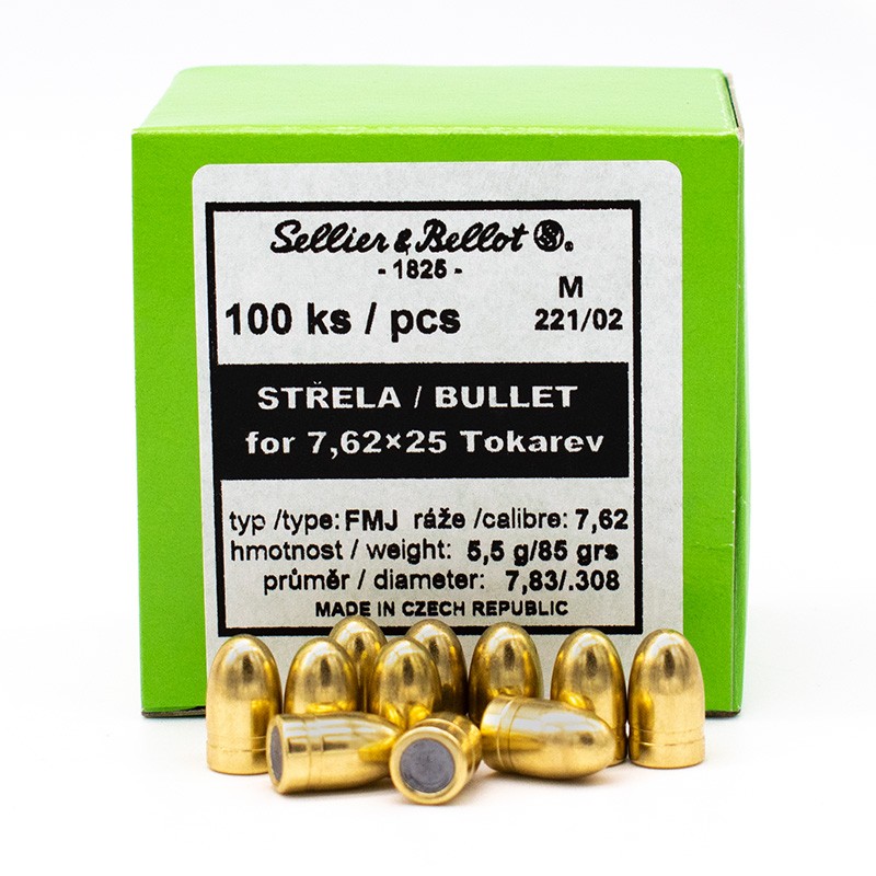 Ogives SELLIER & BELLOT Cal. 7,62X25 TOKAREV 85 grs - boite de 100 unités
