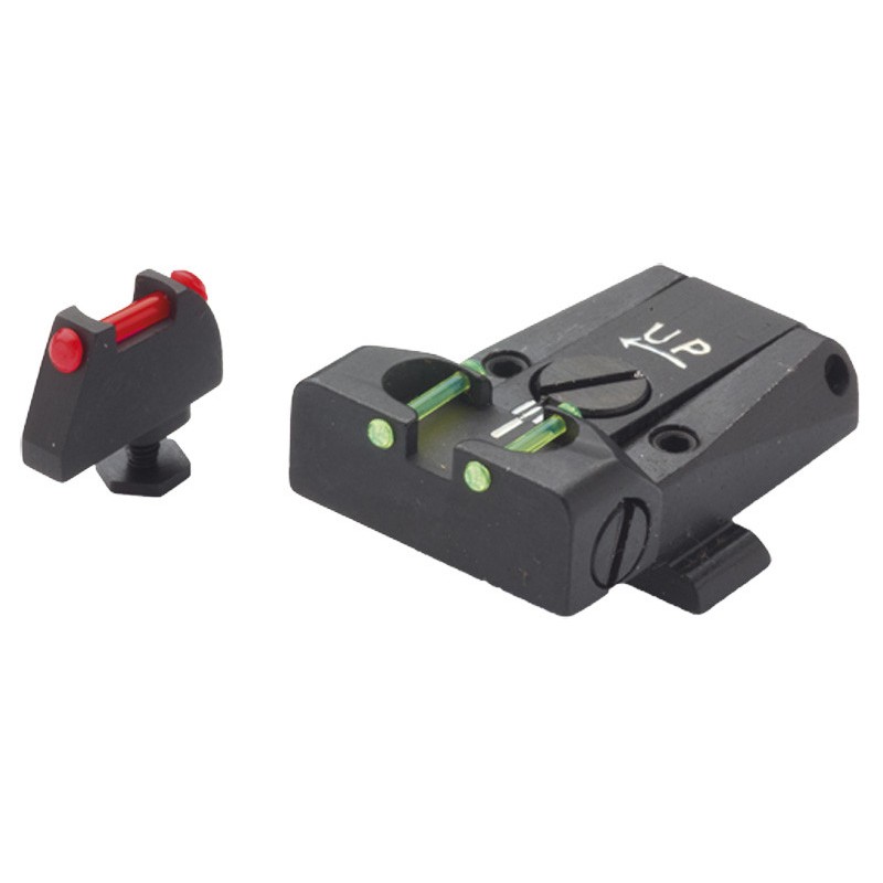 HAUSSE + GUIDON LPA POUR GLOCK 17 à 34 (NOUVELLE QUEUE D'ARRONDE) - FIBRE OPTIQUE