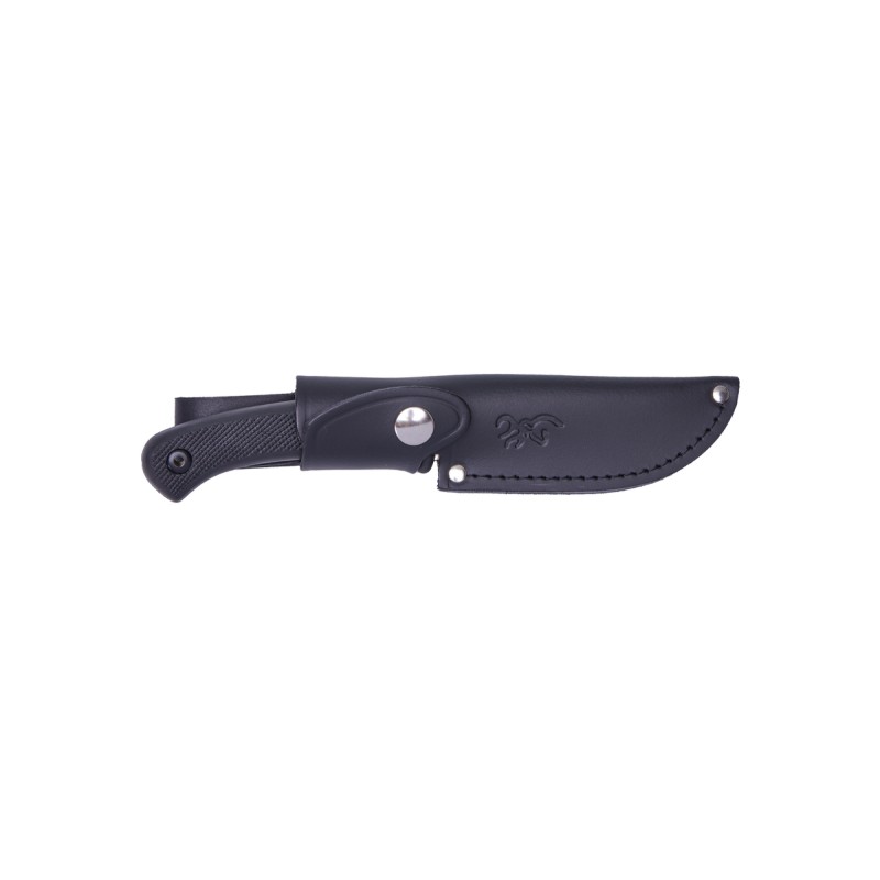 COUTEAU BROWNING PRO HUNTER FIXE CAOUTCHOUC NOIR FOURREAU CUIR