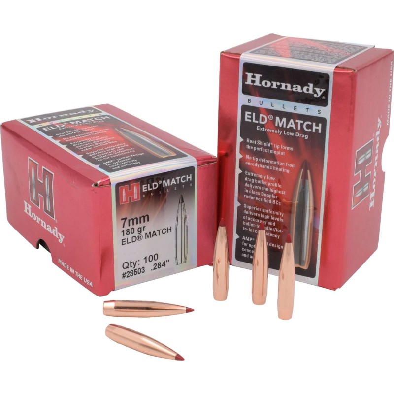 HORNADY 7mm (.284) 180 gr ELD Match - 28503 - Boîte de 100 unités