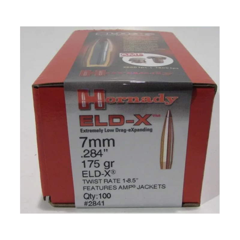 HORNADY 7mm (.284) 175 gr ELD-X - 2841 - Boîte de 100 unités