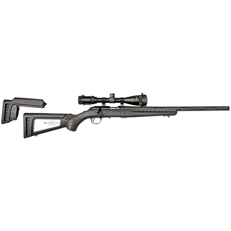 CUSTOM CARA RUGER AMERICAN RIMFIRE .22LR 56CM NOIRE LUNETTE 3-9X40 HOUSSE