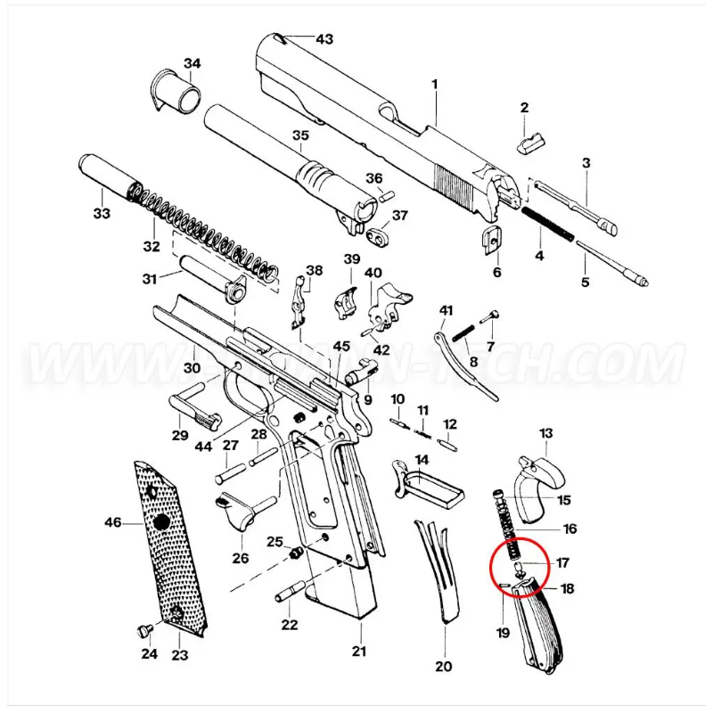 EEMANN TECH MAINSPRING HOUSING PIN RETAINER POUR 1911/2011 Silver ET-112170