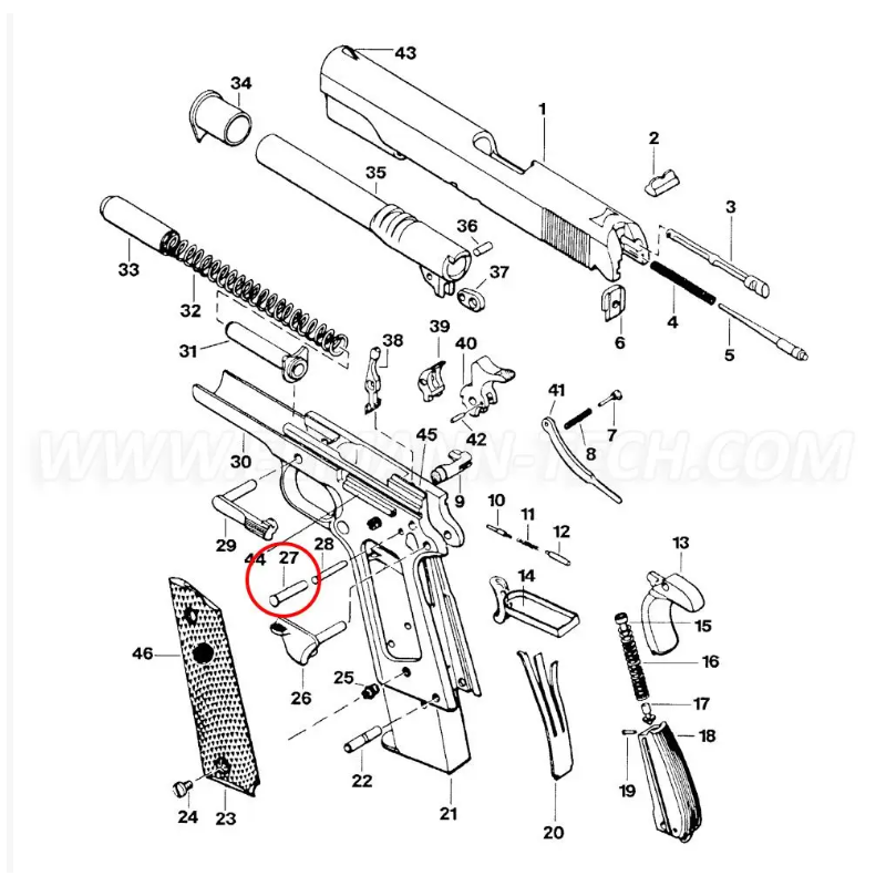 EEMANN TECH MARTEAU PIN POUR 1911/2011 ARGENTET-112270