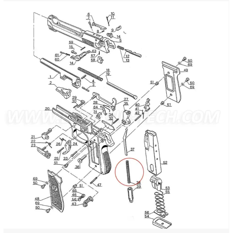EEMANN TECH RESSORTS PRINCIPAL POUR BERETTA 92/96/98ET-241032