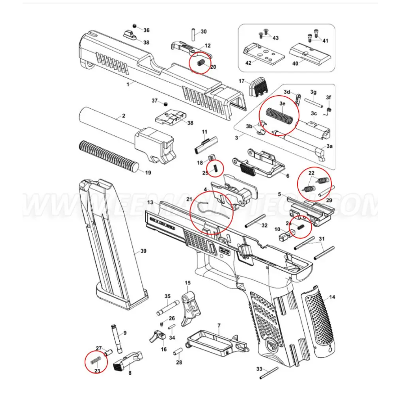 EEMANN TECH JEU DE RESSORTS POUR CZ P-10