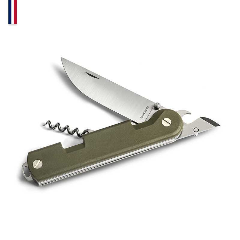 BAROUDEUR - KAKI - Couteau de campagne Officiel - avec couverts